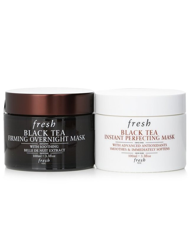 프레쉬 프레쉬 블랙티 블랙티 에이지 딜레이 세트: 인스턴트 퍼펙팅 마스크 100ml + 퍼밍 오버나이트 마스크 100ml 2x100ml 착용컷