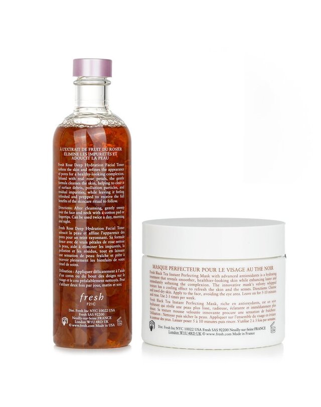 프레쉬 프레쉬 블랙티 프레시 홍차 인스턴트 퍼펙팅 마스크 + 로즈 딥 하이드레이션 페이셜 토너 2pcs 착용컷