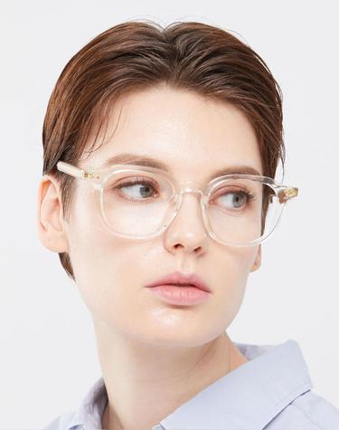 Zoe CRYSTAL 스퀘어 투명 뿔테 안경