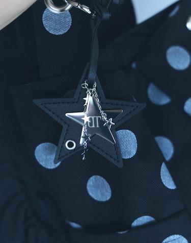 Layered Metal Leather Star Keyring