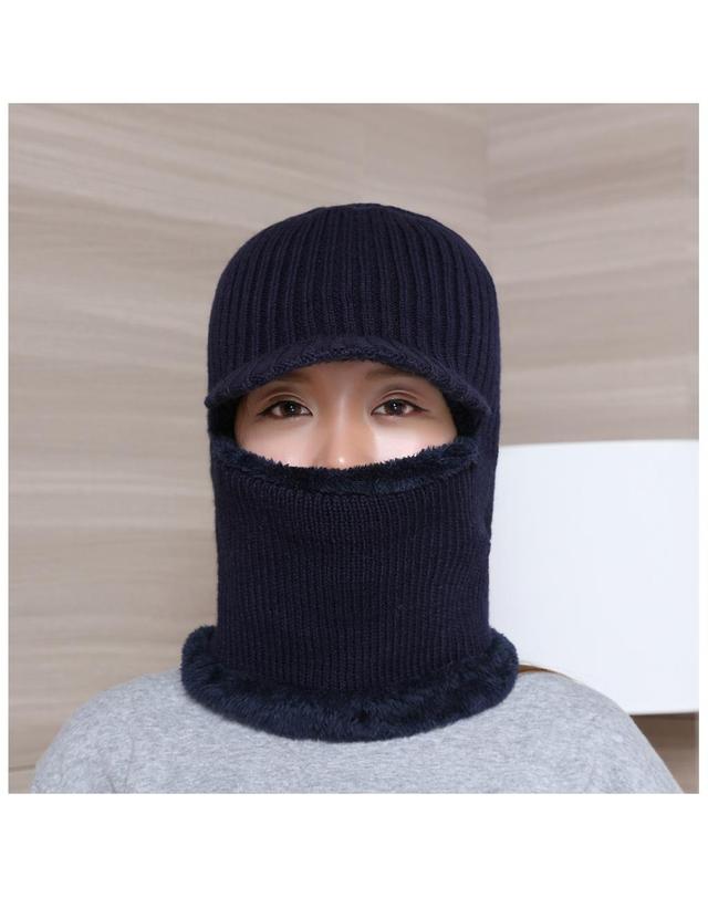 비투비월드 브리드 넥워머 털모자(네이비)/겨울 방한모자 착용컷