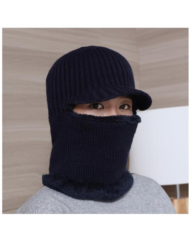 비투비월드 브리드 넥워머 털모자(네이비)/겨울 방한모자 착용컷