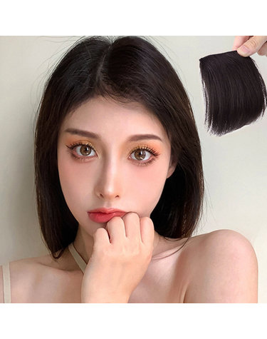 옆머리 똑딱이 부분가발 다크브라운 앞머리 헤어피스