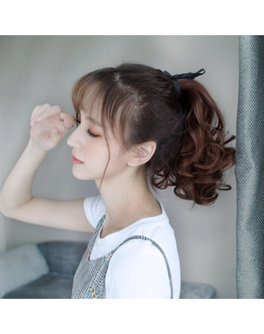 리본 웨이브 포니테일 가발 2p 묶음머리 헤어피스