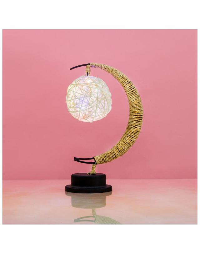 비투비월드 초승달 라탄볼 LED 무드등 무선 선물 수면 테이블조명 착용컷