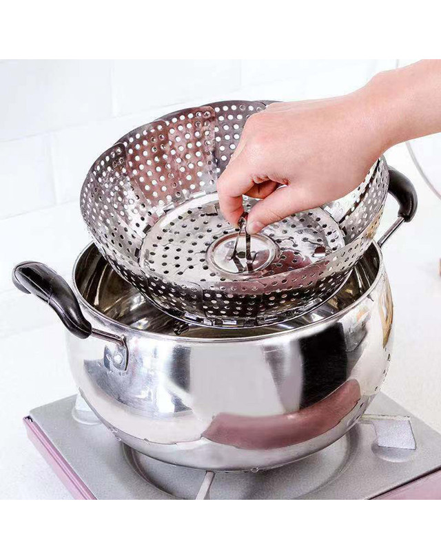 비투비월드 센스쿡 접이식 스텐 찜기 2p세트 삼발이 만두 찜받침 착용컷