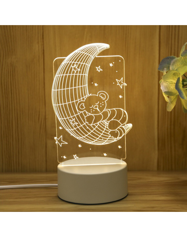 비투비월드 꿈나라 달곰이 3D 착시 아크릴 무드등 USB 감성조명 착용컷