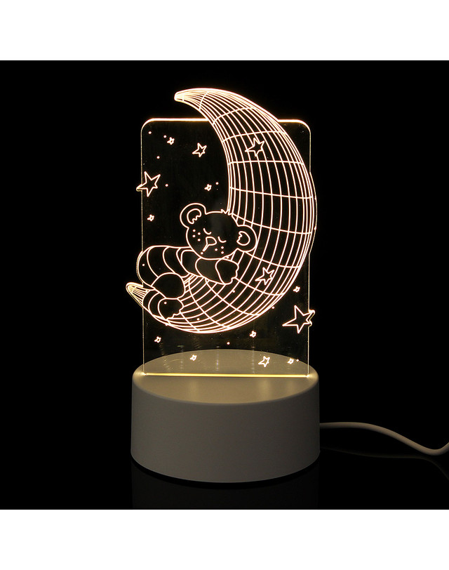 비투비월드 꿈나라 달곰이 3D 착시 아크릴 무드등 USB 감성조명 착용컷