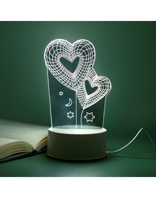비투비월드 하트풍선 3D 착시 아크릴 무드등 USB 입체 테이블조명 착용컷