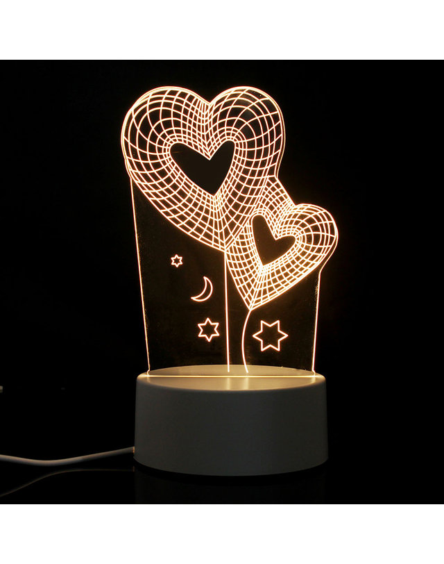 비투비월드 하트풍선 3D 착시 아크릴 무드등 USB 입체 테이블조명 착용컷