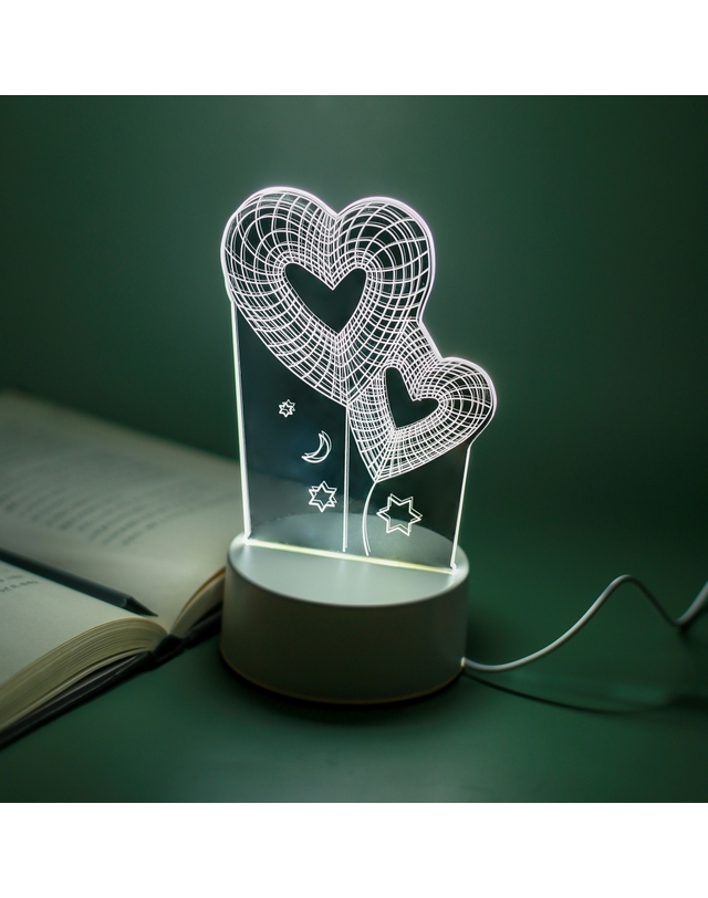 비투비월드 하트풍선 3D 착시 아크릴 무드등 USB 입체 테이블조명 착용컷