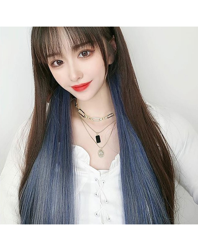 비투비월드 그라데이션 컬러 브릿지 헤어피스 5p 똑딱이 투톤가발 착용컷