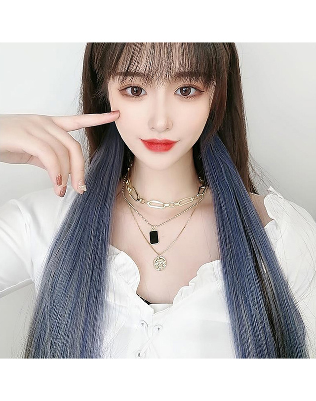비투비월드 그라데이션 컬러 브릿지 헤어피스 5p 똑딱이 투톤가발 착용컷