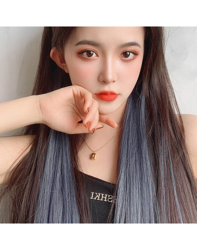 비투비월드 컬러 브릿지 헤어피스 6p 포인트 붙임머리 가발 착용컷