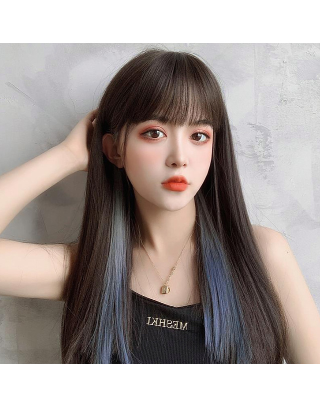 비투비월드 컬러 브릿지 헤어피스 6p 포인트 붙임머리 가발 착용컷
