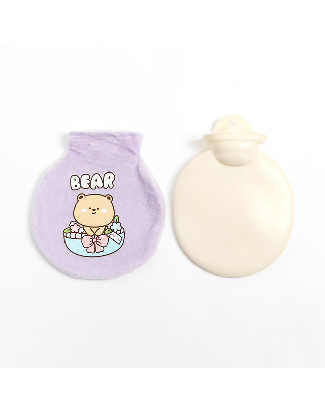 비투비월드 애니멀 원형 보온 물주머니(곰) 고무 워터핫팩 착용컷