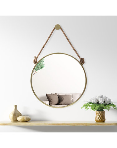 빈티지 스트랩 벽거울(50cm) (골드) 화장대거울