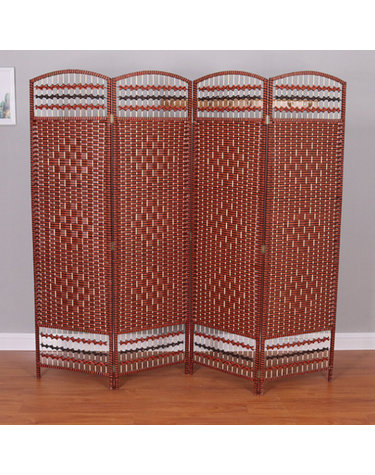 라탄 오픈형 4단 파티션(200cmx200cm) (브라운)