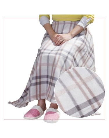 1+1 포근이 체크 110cm 무릎담요 (화이트)
