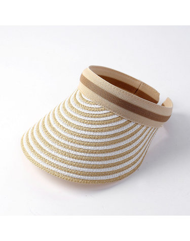 [아일렌]썸머타임 스트라이프 썬캡(베이지)