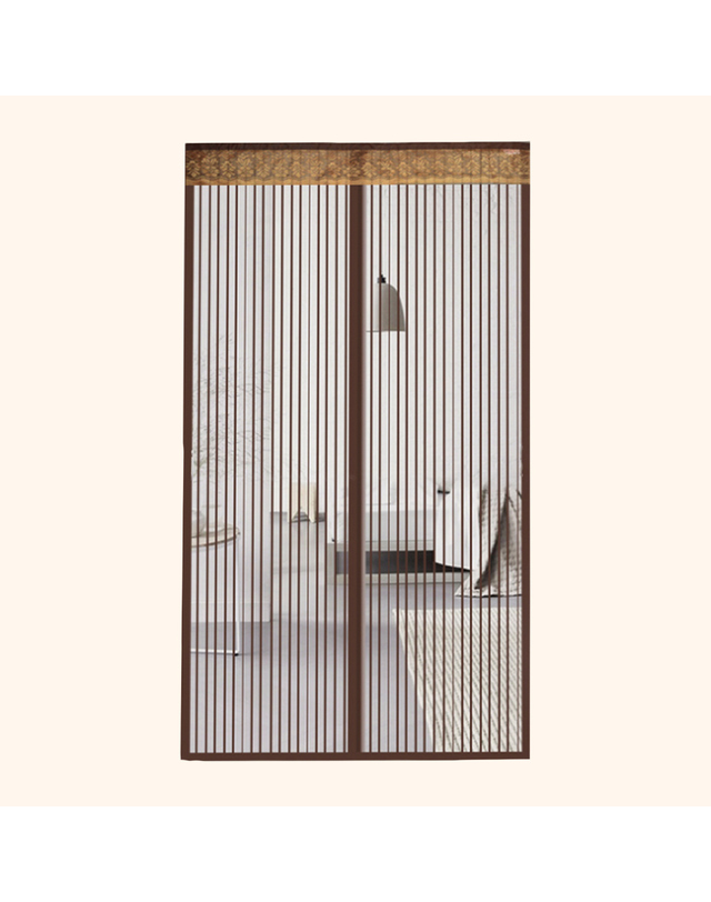 비투비월드 아트도어 스트라이프 문 모기장(100x210cm) (브라운) 착용컷