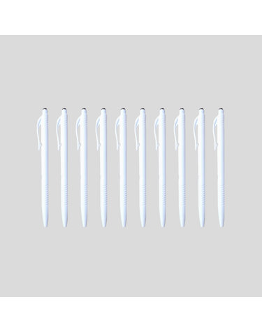 화이트 물결무늬 볼펜 10p세트 (0.7mm) (검정심)