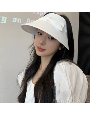 모던걸 리본 돌돌이 썬캡 그늘 여름 창 모자 화이트