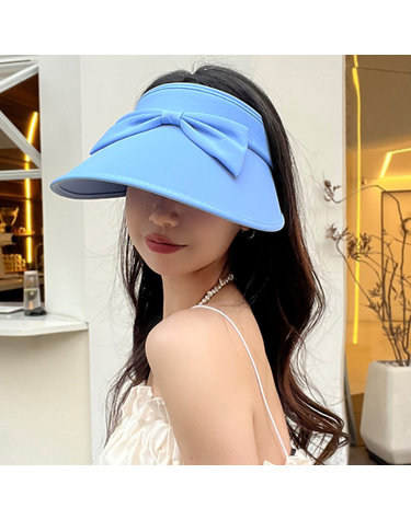 모던걸 리본 돌돌이 썬캡 비치 그늘 여름모자 블루