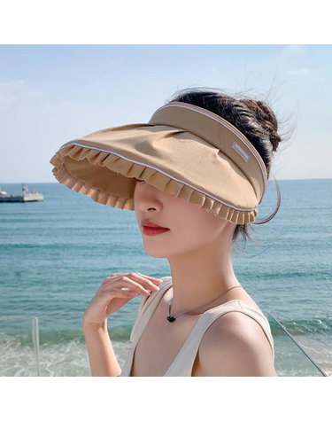 프릴리즈 크로스백 썬캡 와이드 그늘 여름모자 베이지