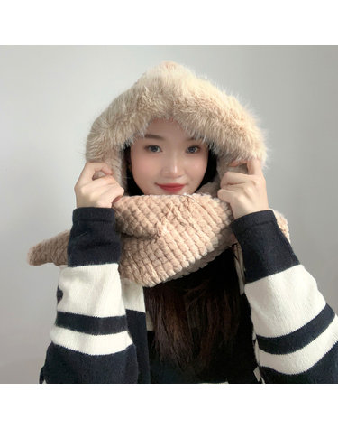 포근하루 일체형 후드 목도리 후드머플러 겨울장갑