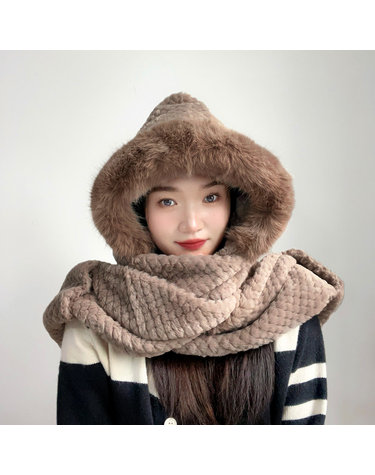 포근하루 일체형 후드 머플러 겨울목도리장갑
