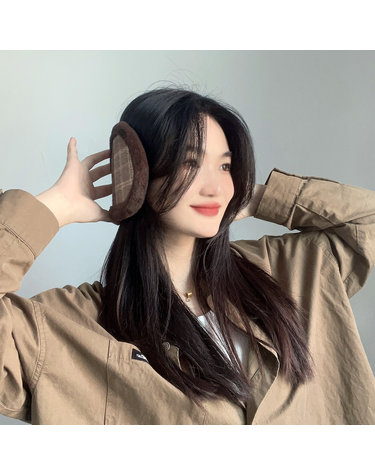 체크패턴 방한 귀마개 보온귀마개 겨울귀덮개