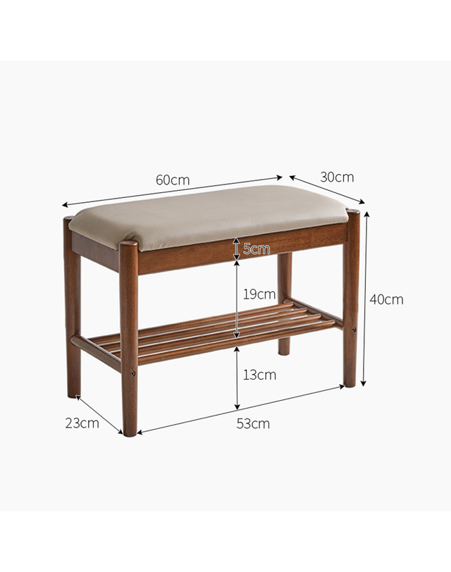 비투비월드 원목 현관 신발장 스툴 (60cm) (브라운) 착용컷