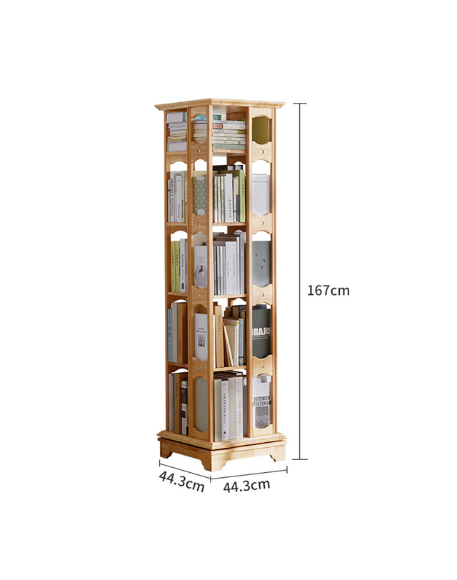 비투비월드 원목 360도 회전 5단 책장 (네츄럴) (폭:44.3cm) 착용컷