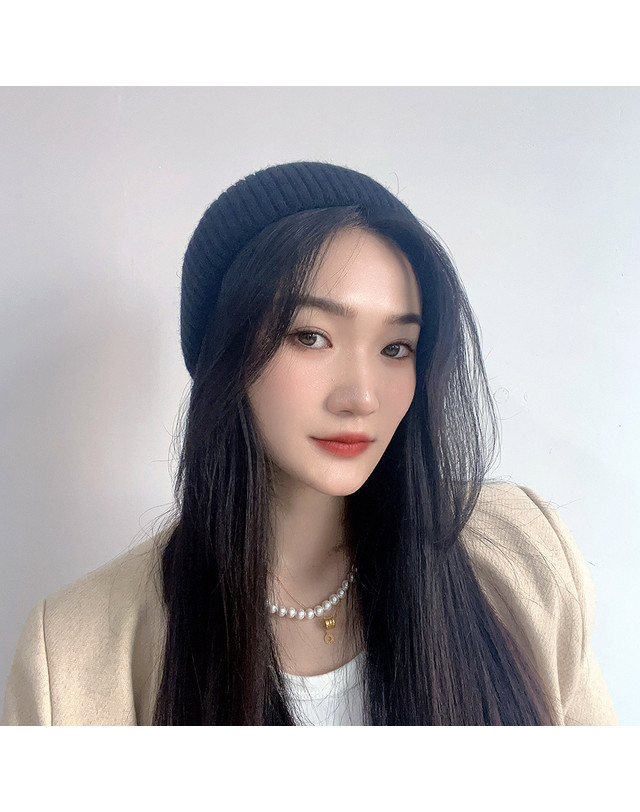 비투비월드 포근한 기모 니트 비니(그레이) 겨울모자 착용컷