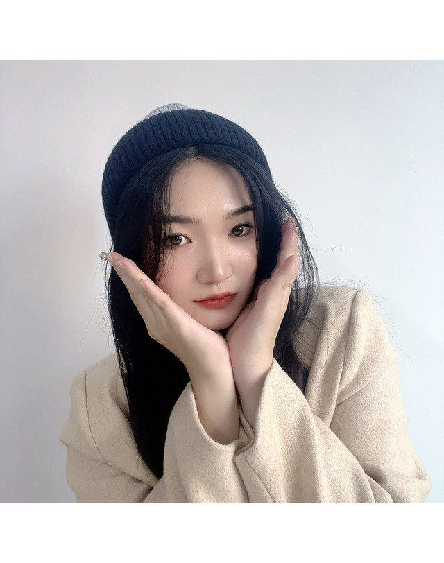 비투비월드 포근한 기모 니트 비니(그레이) 겨울모자 착용컷