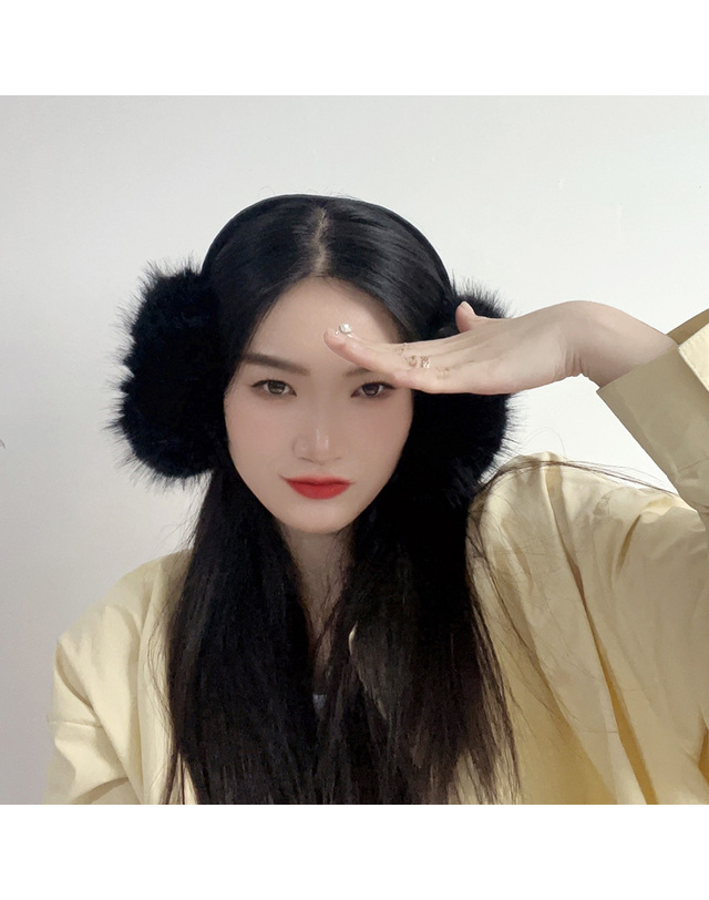 비투비월드 쁠리즈 왕방울 귀마개 겨울이어머프 방한털귀마개 착용컷