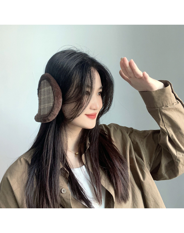 비투비월드 체크패턴 방한 귀마개 보온귀마개 겨울귀덮개 착용컷