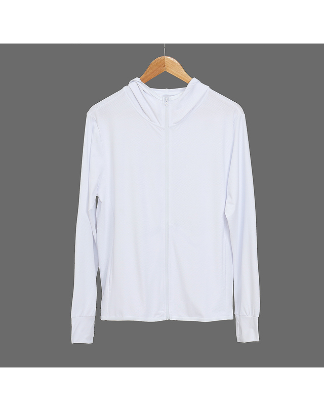 비투비월드 [아일렌]썸머룩 여성 자외선차단 후드집업(XL) (화이트) 착용컷