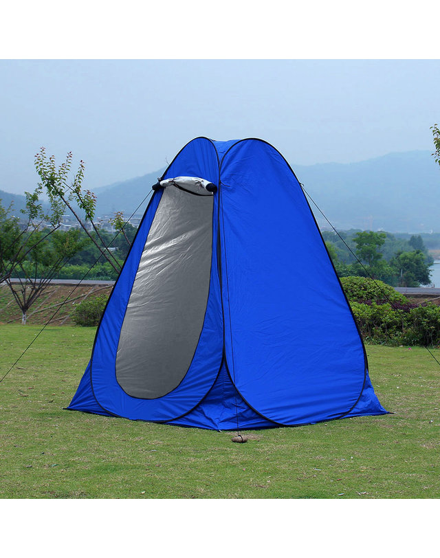 비투비월드 [엣모어]캠핑존 이동식 샤워텐트(150x190cm) (블루) 착용컷