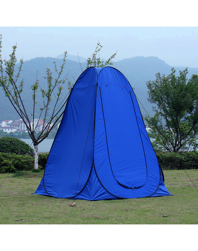 비투비월드 [엣모어]캠핑존 이동식 샤워텐트(150x190cm) (블루) 착용컷