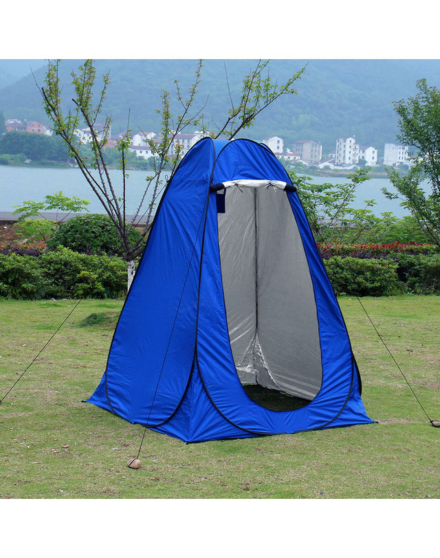 비투비월드 [엣모어]캠핑존 이동식 샤워텐트(150x190cm) (블루) 착용컷