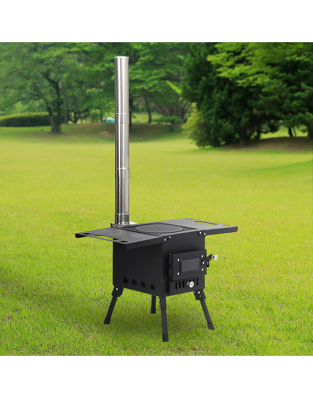 비투비월드 [엣모어]힐링캠핑 접이식 화목난로(내열창+재받침) (57x29cm) 착용컷