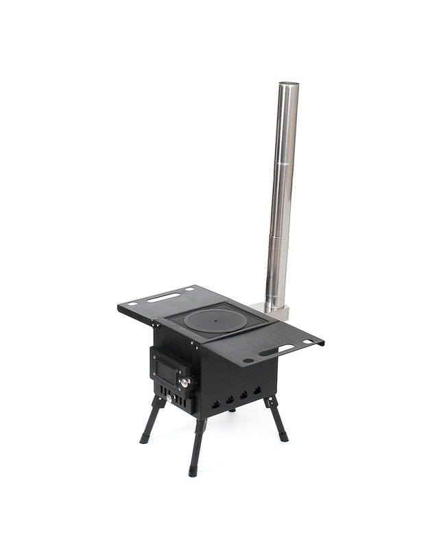 비투비월드 [엣모어]힐링캠핑 접이식 화목난로(내열창+재받침) (57x29cm) 착용컷