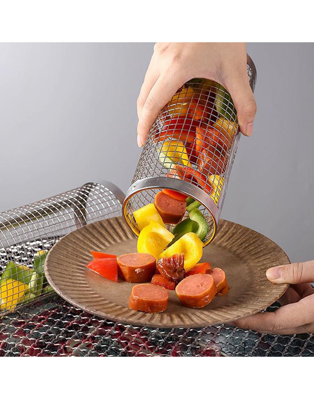 비투비월드 [엣모어]캠핑 바비큐 원통 그릴(30cm) 착용컷