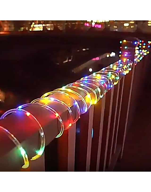 도토로 [도토로] 300구 태양광 LED 논네온 전구(30m) (컬러) (리모컨 포함) 착용컷