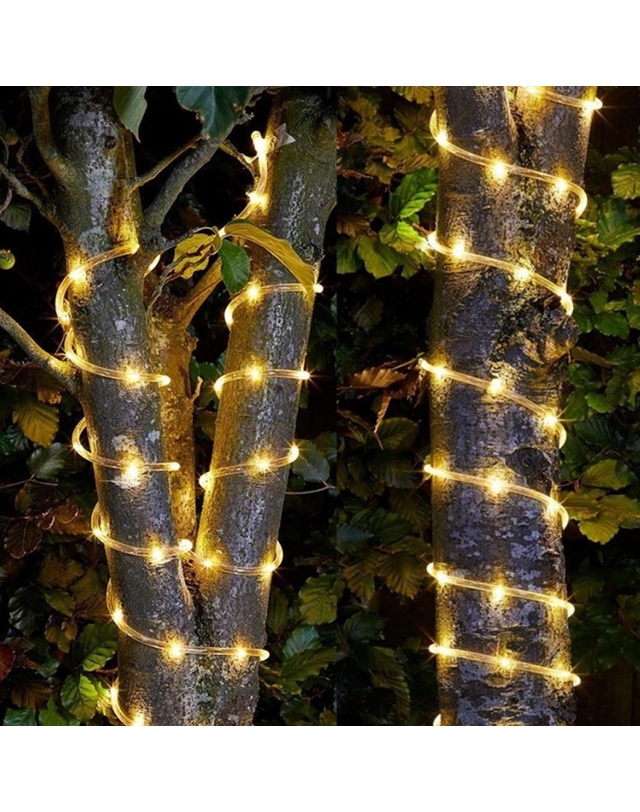 도토로 [도토로] 200구 태양광 LED 논네온 전구(20m) (웜색) (리모컨 포함) 착용컷