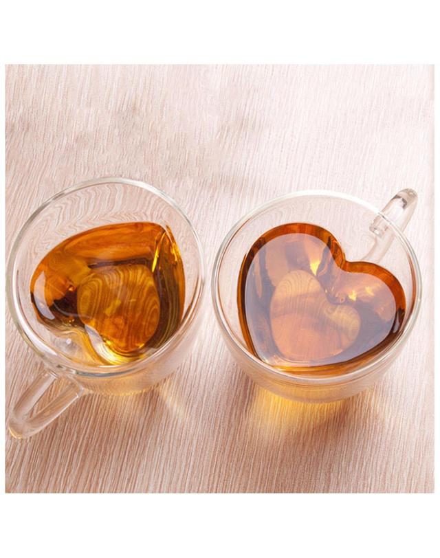 로하티 [로하티]하트하트 이중 유리잔(270ml)/글라스잔 카페 착용컷