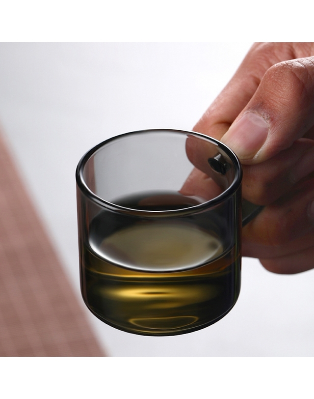 로하티 [로하티] 핸들 내열유리 찻잔 6p세트(100ml) (투명블랙) 착용컷