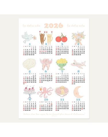 [접착포스터] 27년/26년 감성 일러스트 한장 달력 26종 - 캘린더 19 계절의 노래